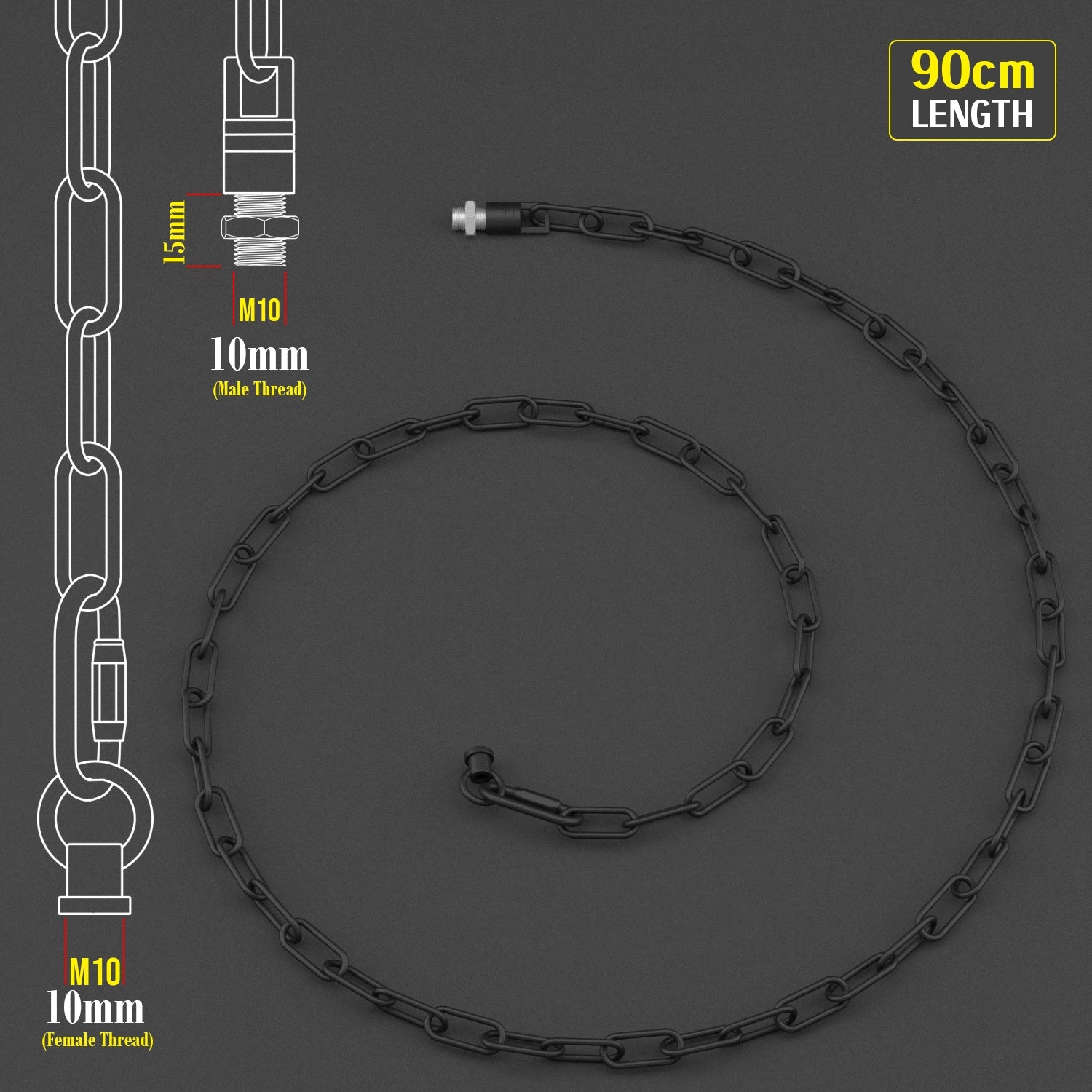 Light Chain for Ceiling Pendant lights chandeliers 38mm x 16mm - Black ...