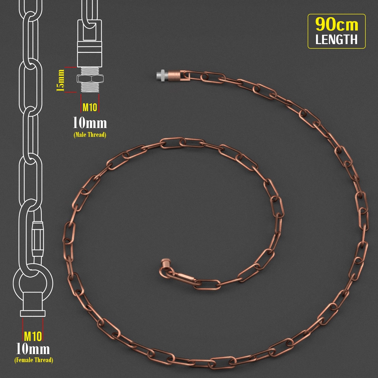 Copper Pendant Light Chain 38mm x 16mm | LEDSone UK – LEDSone UK Ltd