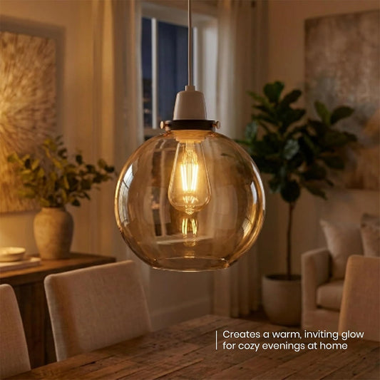 Amber Glass Pendant Lamp Shade Globe Aesthetics Vintage ~2182