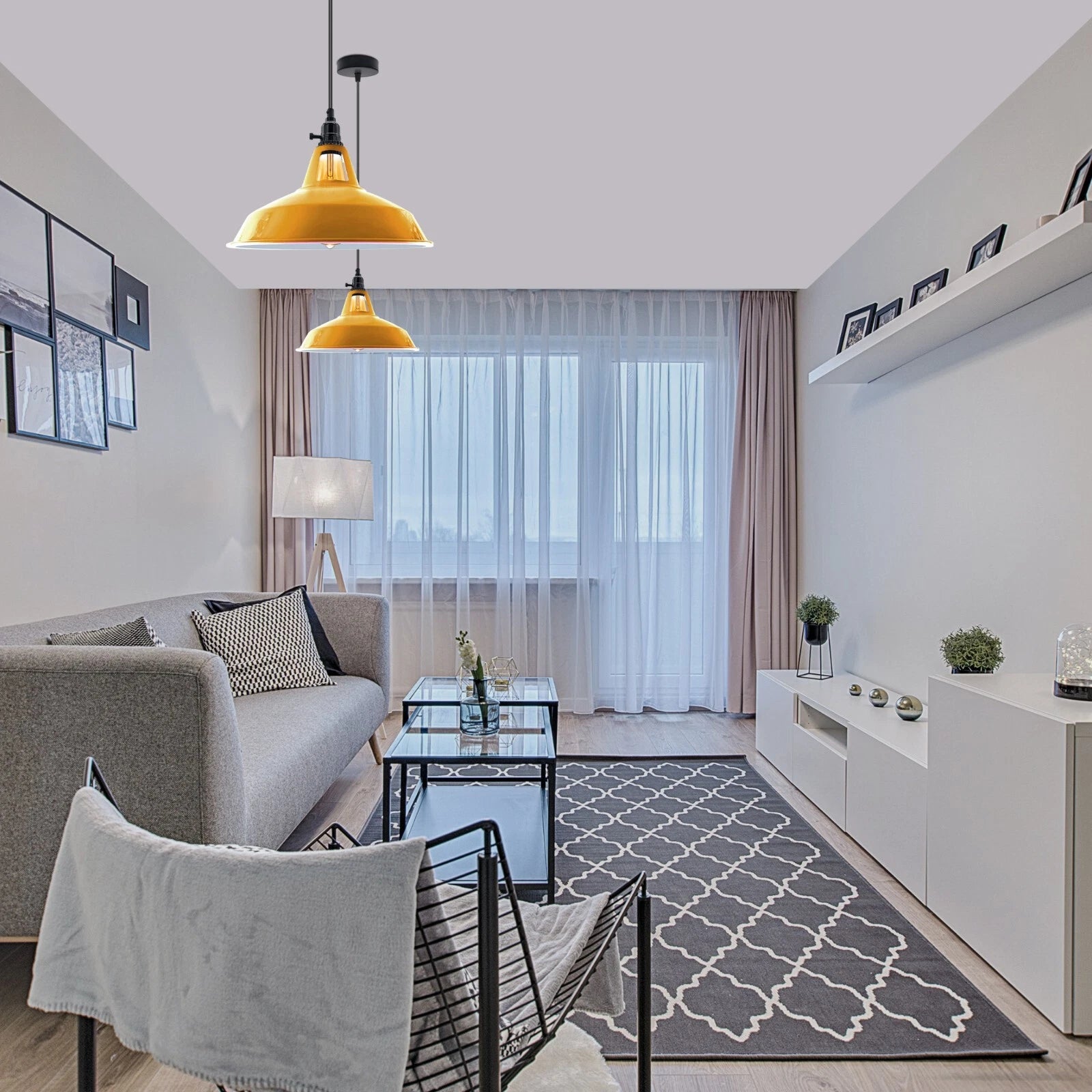 Pendant Lights Switch With Rotary ON/ Off Switch - Yellow in Living Room