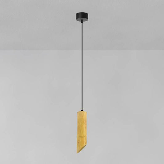 Modern Hanging Fixture Nordic Long Tube Hanging Lamp Bamboo GU10 Pendant Light