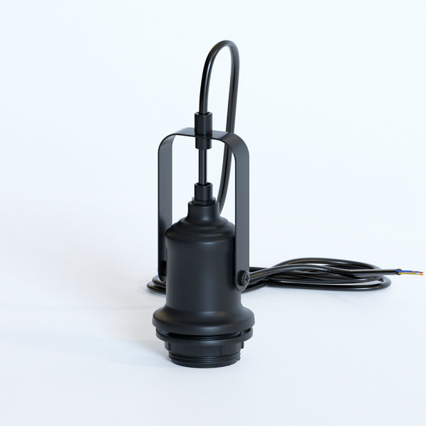 Black E27 Pendant Light Fitting Holder~5531 – Black / No
