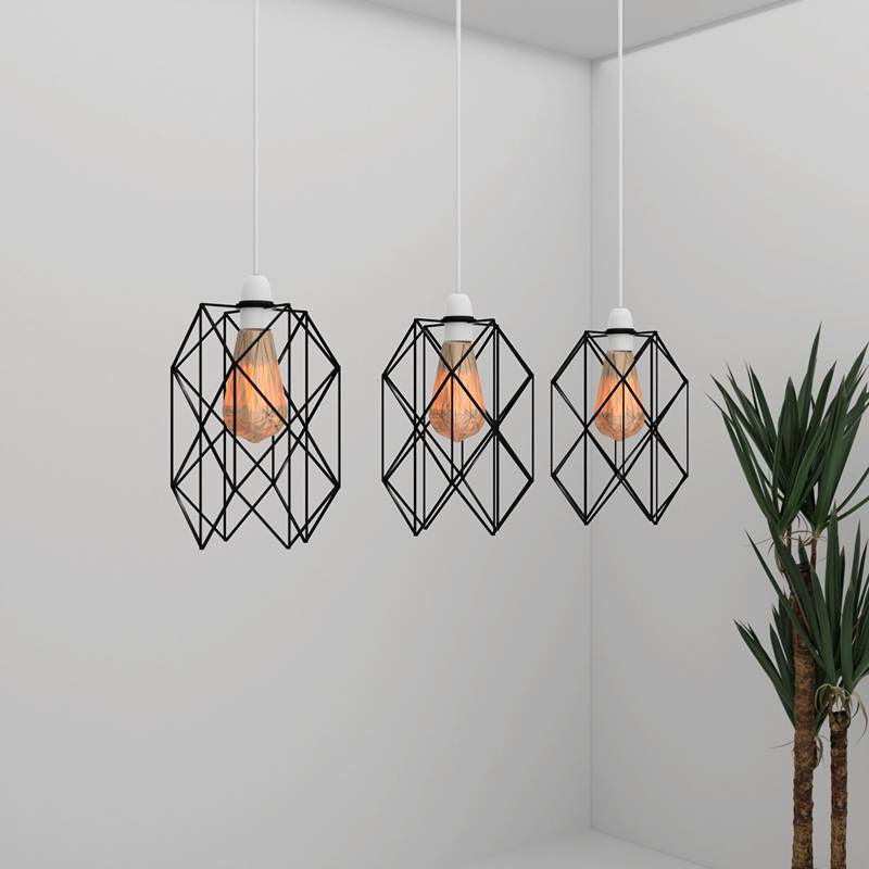 Modern Black metal Wire Cage lamp shade-App 1