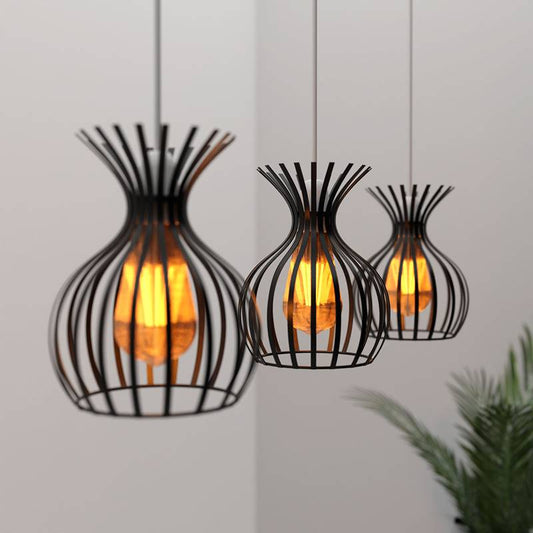 Modern Black metal Wire Cage lamp shade-App 3