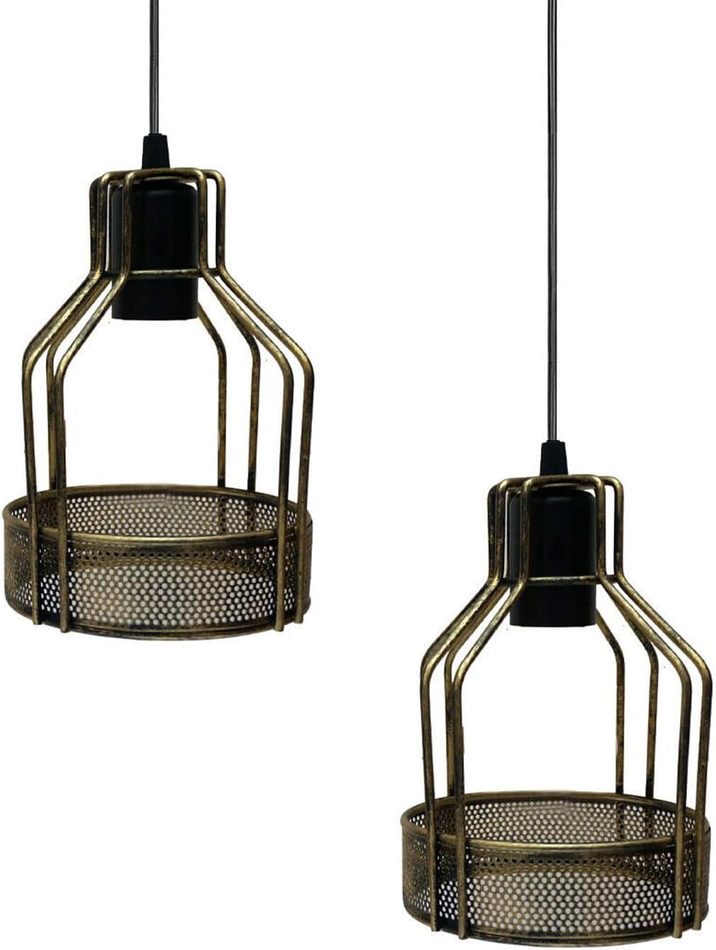 industrial pendant light 3 head  ceiling black hanging fitting kitchen island vintage fixture retro bird cage lighting loft style black metal lights modern for dining room hallway bedroom E27 bulb 3 way light compatible adjustable height matte black metal finish easy to install style cage light farmhouse lamp vintage