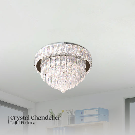 Modern Crystal Glass Layer Black Cord Chandelier Round Ceiling Light ~5425