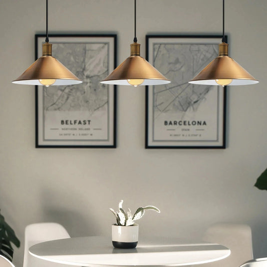 Modern Metal Yellow Brass Easy Fit Cone Shape Lampshade~1099