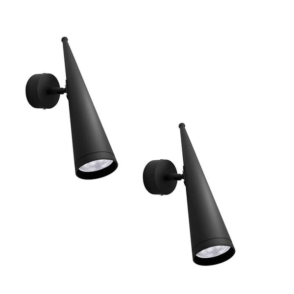 Modern Black GU10 Cone Wall Light Adjustable Spotlight~4598 – 2 Pack / Cool White