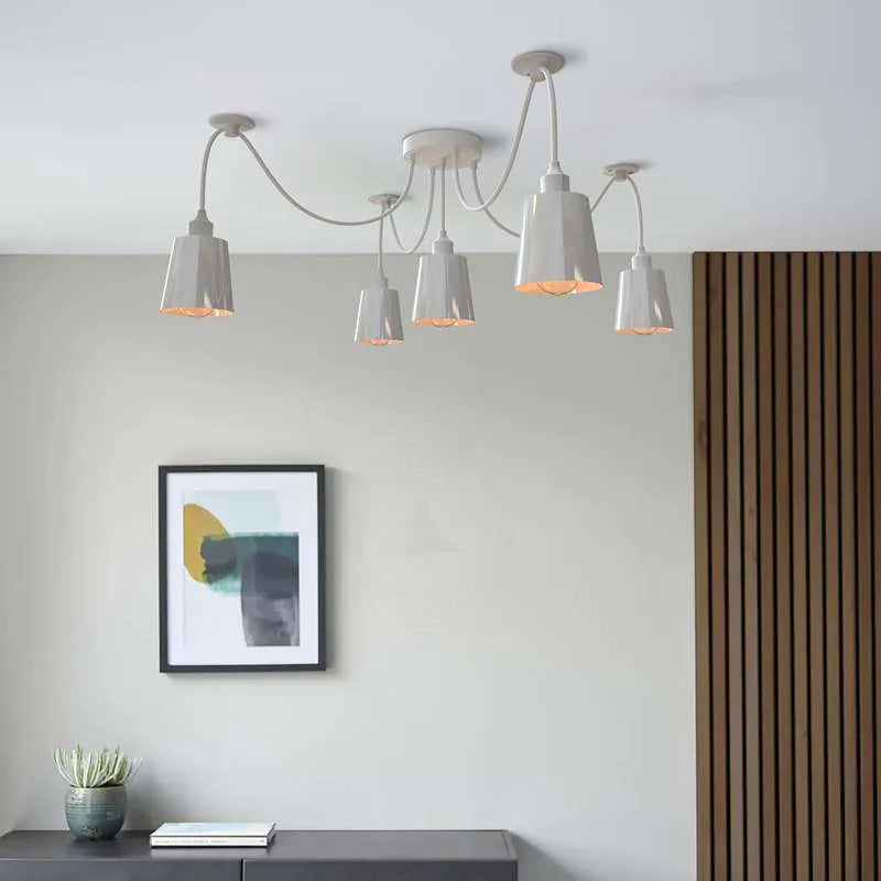 Modern Multi-Pendant Ceiling Light Fixture White Finish