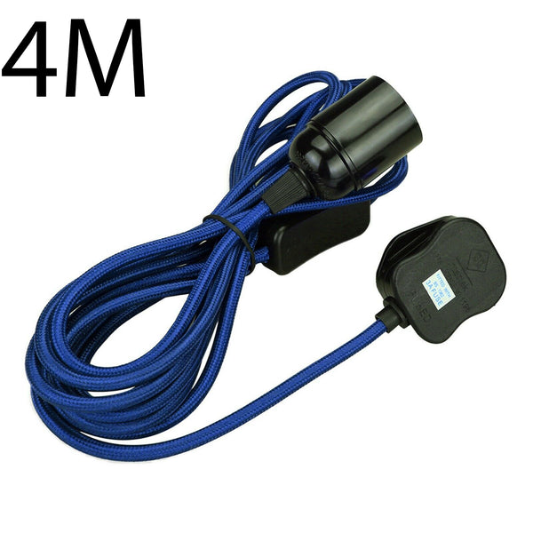 4m stoffen flexkabel plug-in hanglampset met lamphouder ~1497 – Blauw / Nee