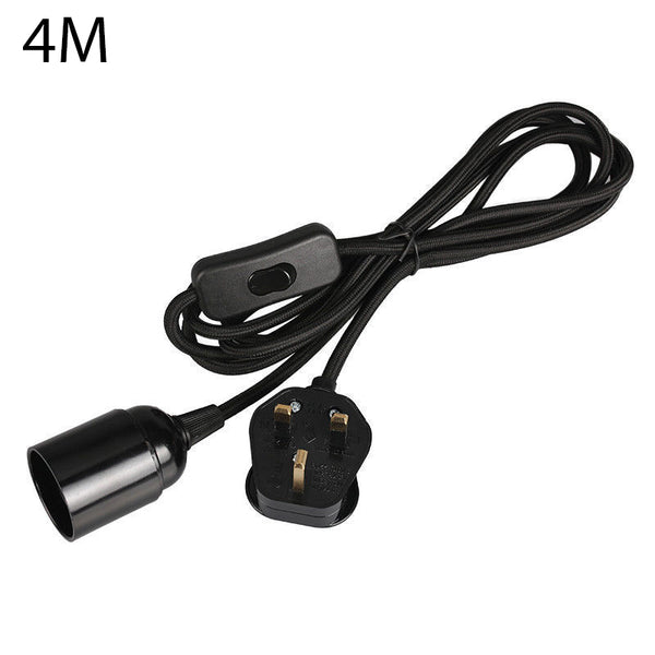 4m stoffen flexkabel plug-in hanglampset met lamphouder ~1497 – Zwart / Nee