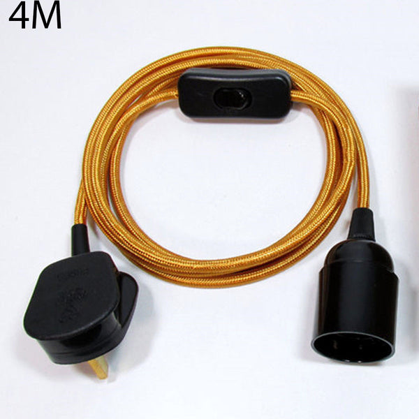 4m stoffen flexkabel plug-in hanglampset met lamphouder ~1497 – Goud / Nee