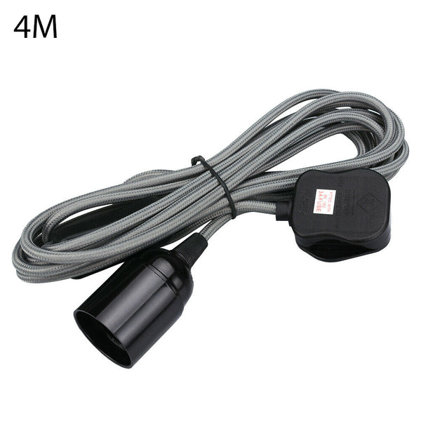 4m stoffen flexkabel plug-in hanglampset met lamphouder ~1497 – Grijs / Nee