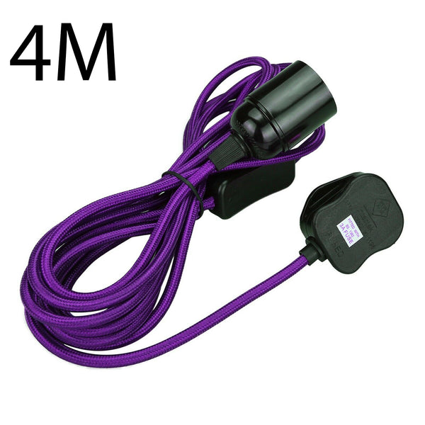 4m stoffen flexkabel plug-in hanglampset met lamphouder ~1497 – Paars / Nee