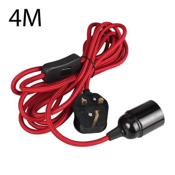4m stoffen flexkabel plug-in hanglampset met lamphouder ~1497 – Rood / Nee