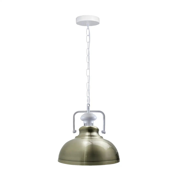 Vintage Metal Single Head Shade E27  Hanging Pendant Light ~6670 – Yes / Green Brass