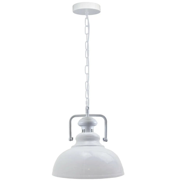 Vintage Metal Single Head Shade E27  Hanging Pendant Light ~6670 – Yes / White