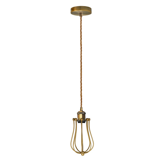 Lámpara colgante vintage de jaula de globos, lámpara de techo industrial de latón, casquillo E27, ~1376