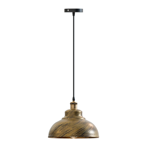 Industrial Dome Pendant Light - E27 Base ~5298 – Brushed Brass / Yes