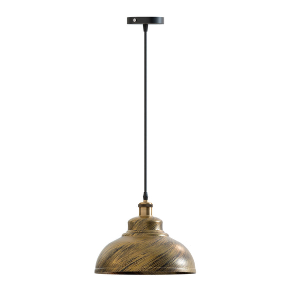 Industrial Dome Pendant Light - E27 Base ~5298 – Brushed Brass / No