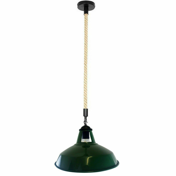 Hemp Rope Pendant Light - E27 Base ~5445 – Green / Yes