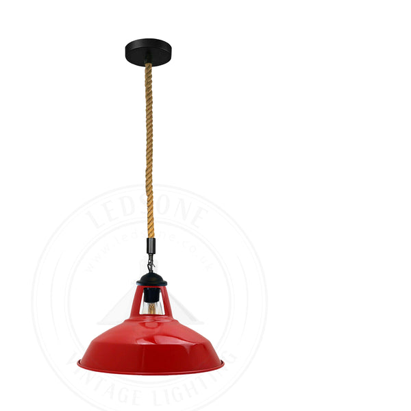 Hemp Rope Pendant Light - E27 Base ~5445 – Red / Yes