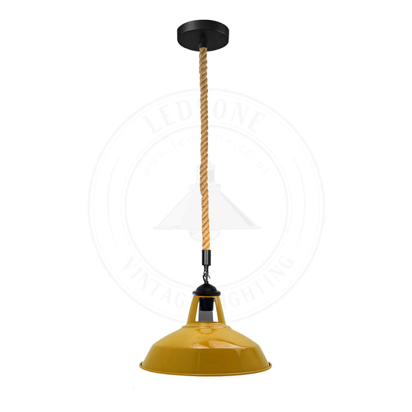 Hemp Rope Pendant Light - E27 Base ~5445 – Yellow / Yes