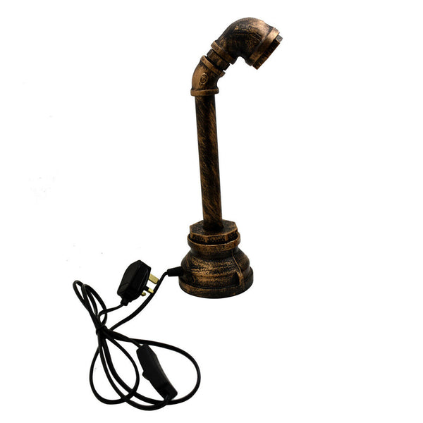 Vintage style Plug in  Water Pipe Steampunk Desk Light Lamp  ~5016 – No / Brushed Copper