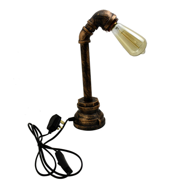 Vintage style Plug in  Water Pipe Steampunk Desk Light Lamp  ~5016 – Yes / Brushed Copper