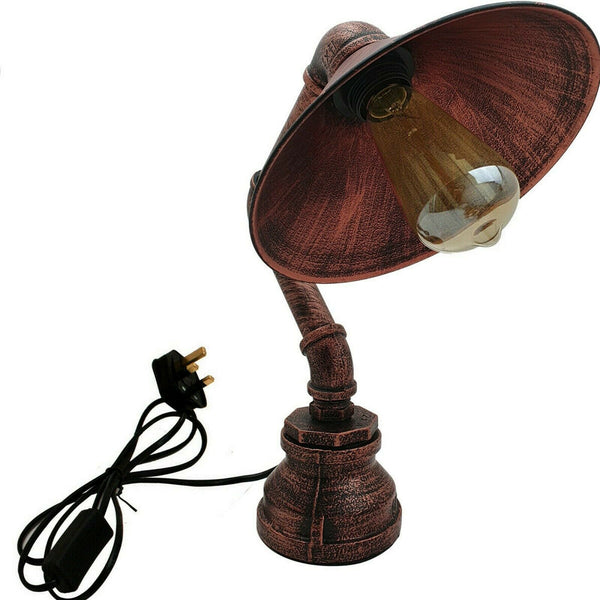 Best Steampunk Lamp Industrial Desk Table Light~2812 – Rustic Red / Yes