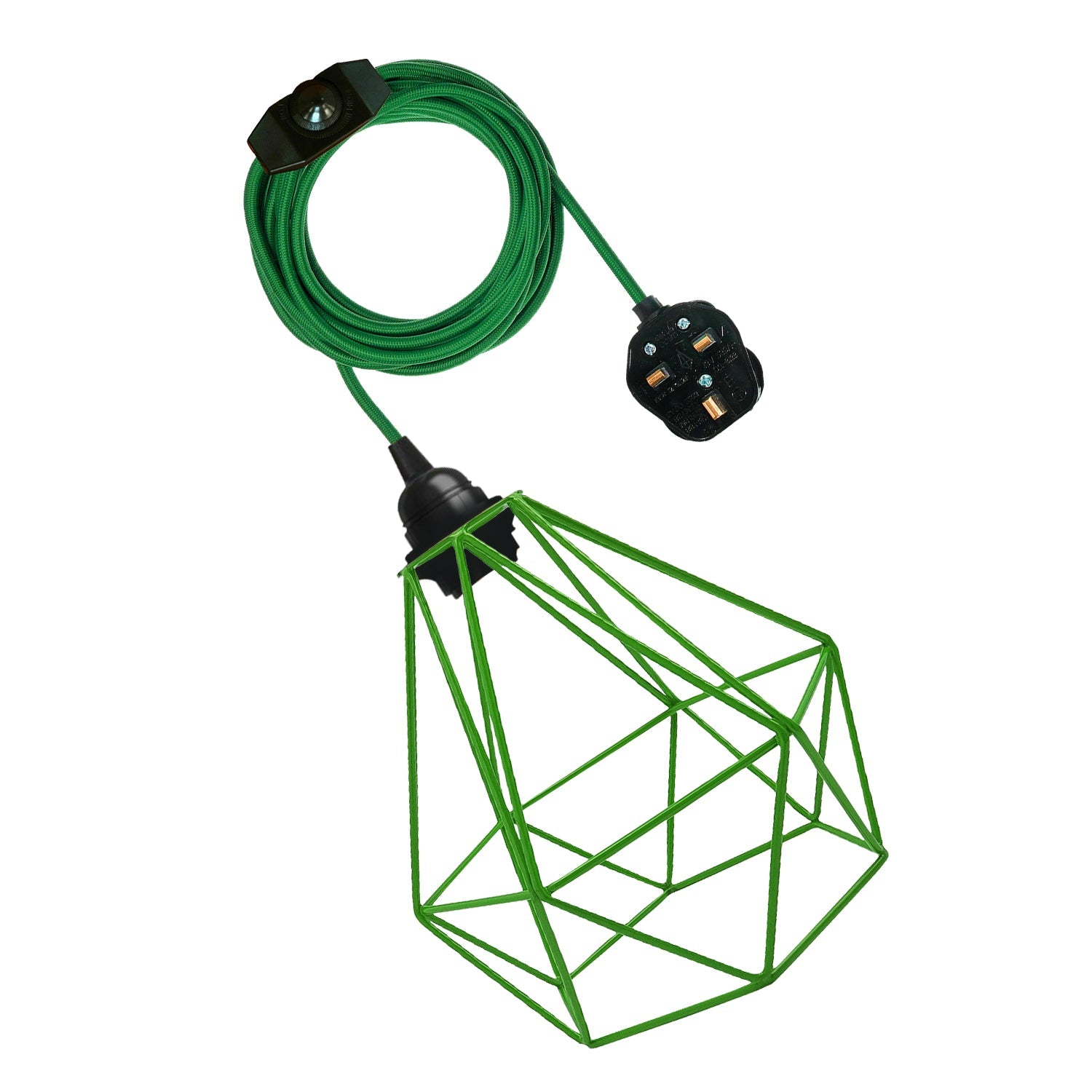 Green geometric wire lamp