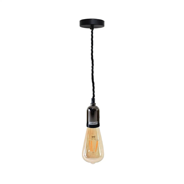 Ceiling Rose Fabric Flex Hanging Pendant Lamp Holder Light Fitting Kit ~5743 – Black / Yes