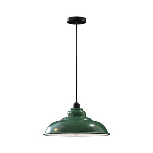 Vintage Industrial Metal Pendant Light E27 ~5934 – Green / Yes