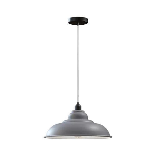 Vintage Industrial Metal Pendant Light E27 ~5934 – Grey / Yes