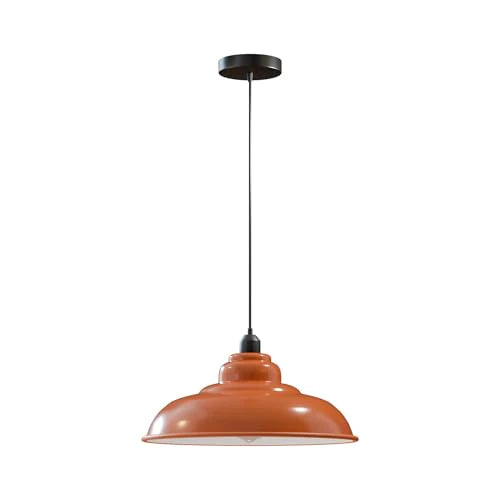 Vintage Industrial Metal Pendant Light E27 ~5934 – Orange / Yes