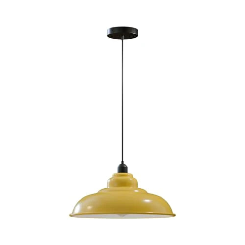 Vintage Industrial Metal Pendant Light E27 ~5934 – Yellow / Yes