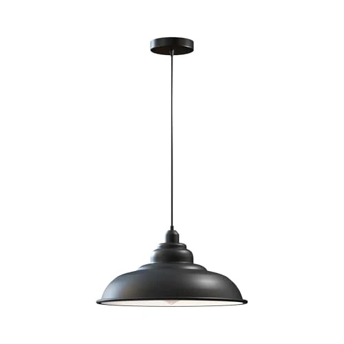 Vintage Industrial Metal Pendant Light E27 ~5934 – Black / Yes