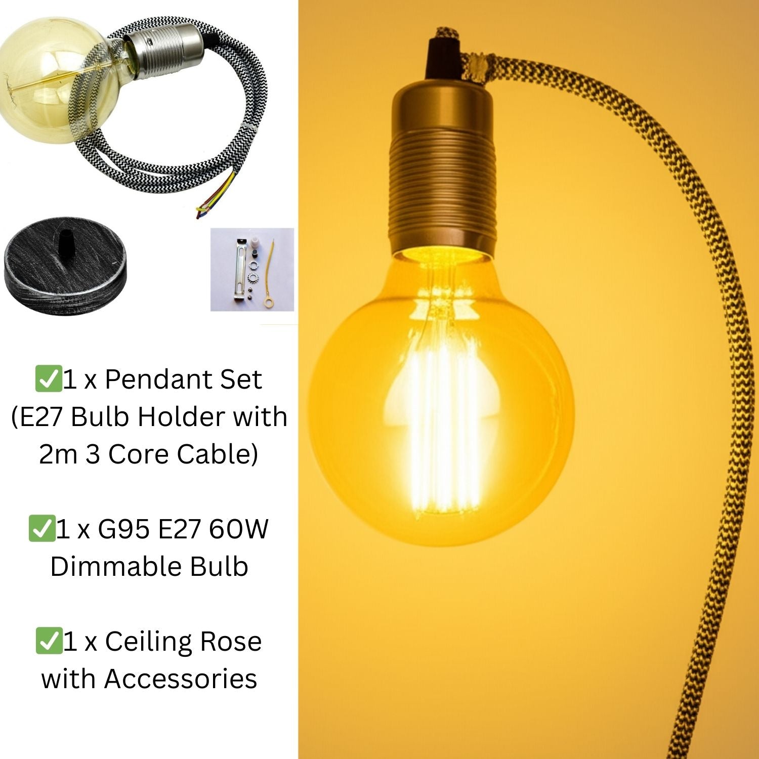 complete pendant lamp set with cable