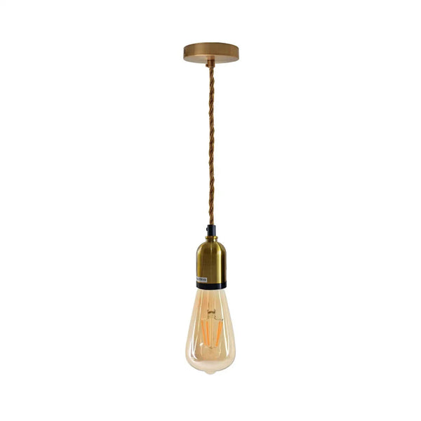 Ceiling Rose Fabric Flex Hanging Pendant Lamp Holder Light Fitting Kit ~5743 – Yellow Brass & Gold / Yes