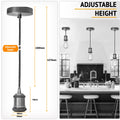 1m Grey Pendant Light E27 Chrome Holder Ceiling Set~1711