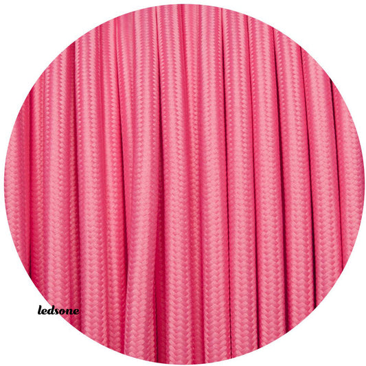 3 core Round Rayon Vintage Braided Fabric Pink Cable Flex 0.75mm - Shop for LED lights - Transformers - Lampshades - Holders | LEDSone UK
