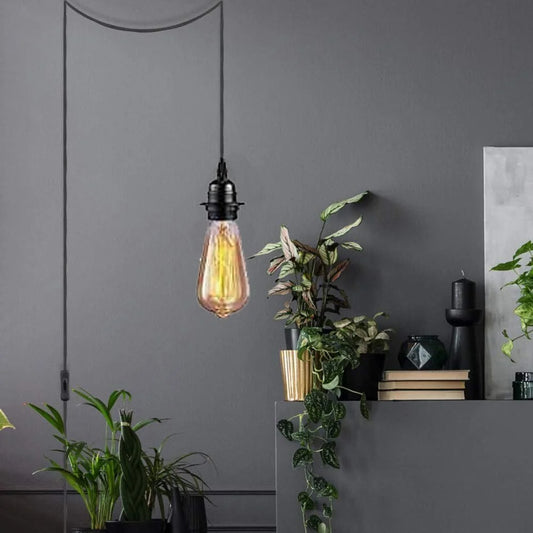 Lámpara colgante enchufable con interruptor, iluminación, cable E27 de goma, 2115