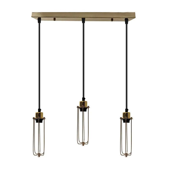 Cage Pendant Light Long Tube Cluster Fixture~5144 – Yellow Brass / No