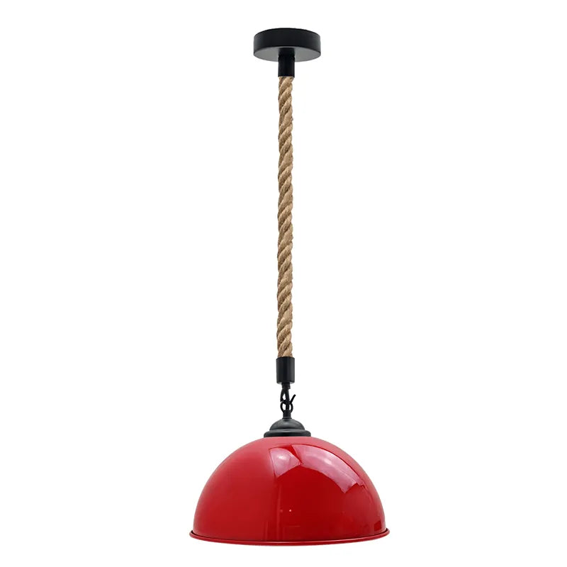 Red Metal Dome Shade Ceiling Pendant Lamp