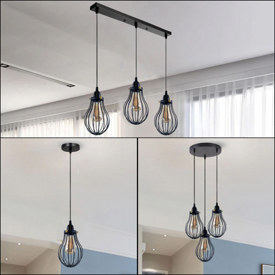 Black Cage Pendant Light Kitchen E27 ~3398