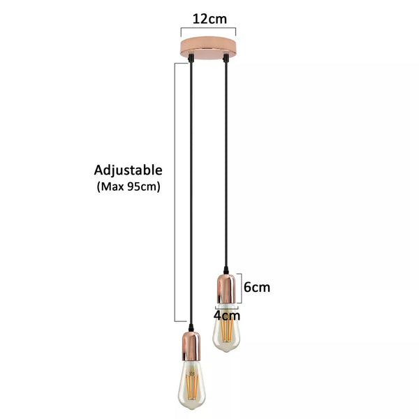 Vintage E27 Metal 2 head Ceiling Pendant Light Fitting~5663 – Yes / Rose Gold
