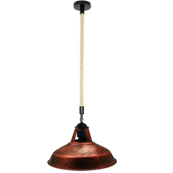 Hemp Rope Pendant Light - E27 Edison Base ~5717 – Rustic Red / No