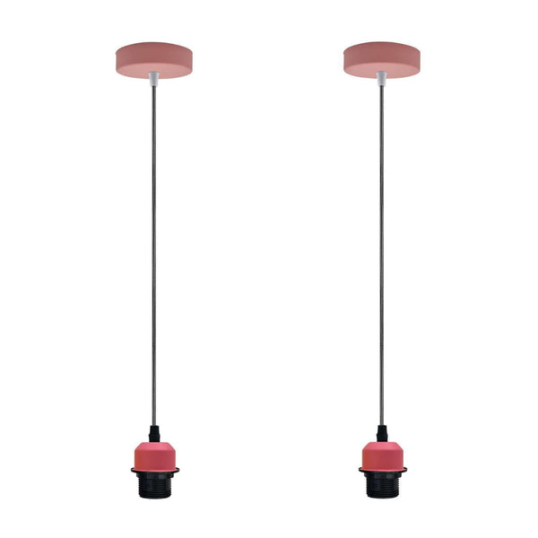 E27 Pendant Light Fitting - 1M Adjustable Vintage Cord ~5811 – 2 Pack / No
