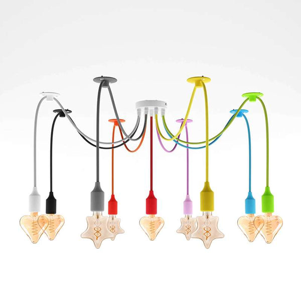 Lámpara colgante de 9 cabezas con múltiples colores y gancho flexible ~4667 – Con bombilla