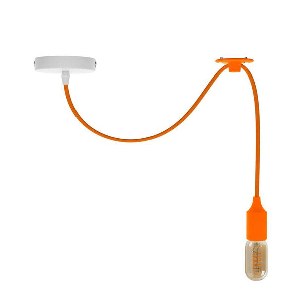 Single Spider Pendant Light Fitting Adjustable 1M | 2M  ~4740 – 1m / Orange / With Bulb